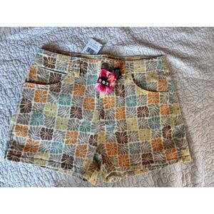 Roxy Womens Retro Floral Denim Shorts Golden Haze Size 30